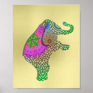 Póster Hermosa imagen de elefante indio decorada