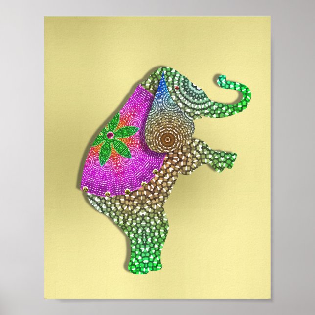 Póster Hermosa imagen de elefante indio decorada (Frente)