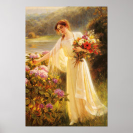 Póster Hermosa, joven dama, flores, por Albert Lynch, Bel