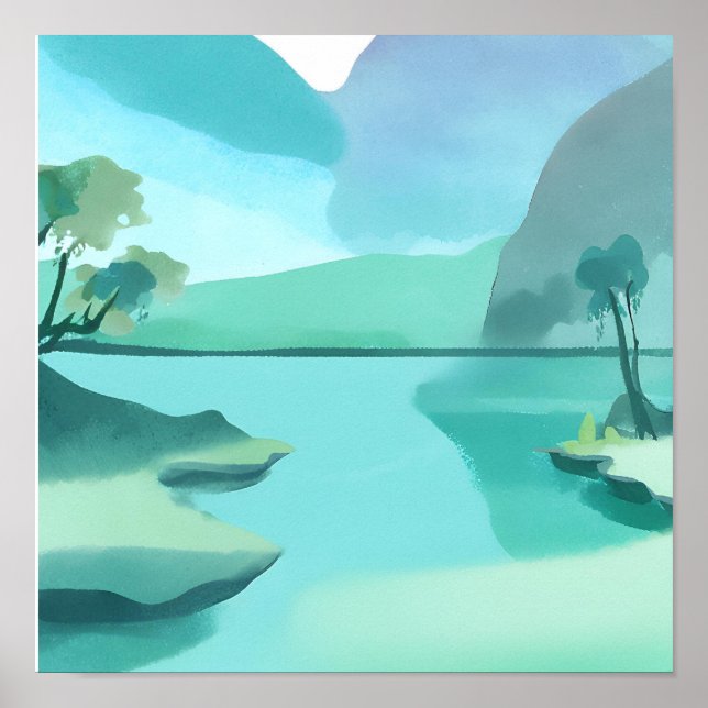 Póster Hermosa laguna azul (Frente)