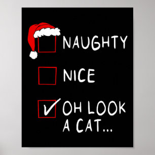 Póster Hermosa Lista Agradable Oh Mira Un Gato De Navidad