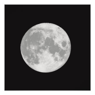 Póster Hermosa luna llena en negro
