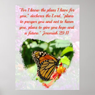 PÓSTER HERMOSA MARIPOSA JEREMIAH 29:11 PLANES DE ESPERANZ