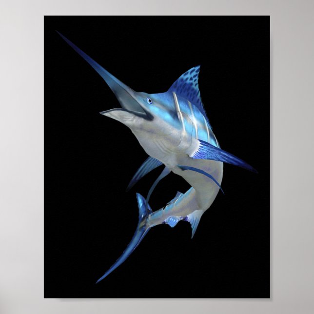Póster Hermosa marlín azul Pesca de manga corta (Frente)
