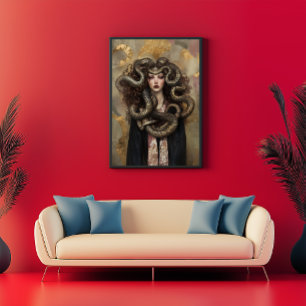 Póster Hermosa Medusa - Retrato Art Nouveau griego 02