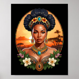 Póster Hermosa Melanin Mujer Negra Reina Del Desig De She