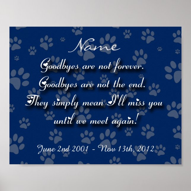 Póster Hermosa memoria personalizada de perros o gatos (Frente)