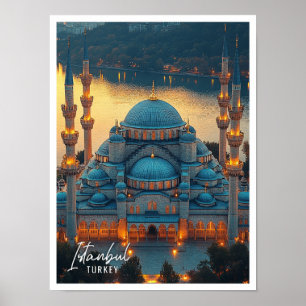 Póster Hermosa Mezquita Azul Estambul Turquía