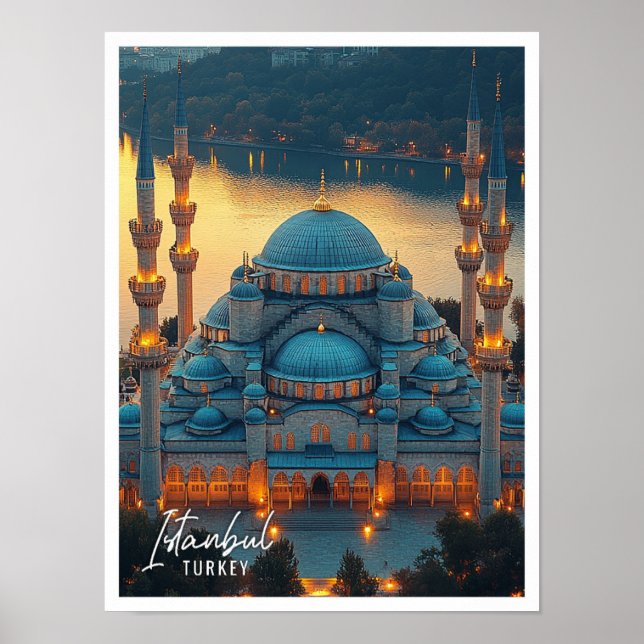 Póster Hermosa Mezquita Azul Estambul Turquía (Frente)