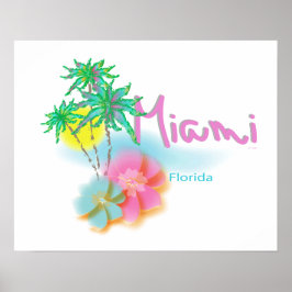 Póster Hermosa Miami, Florida, Palmas