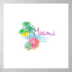 Póster Hermosa Miami, Florida, Palmas
