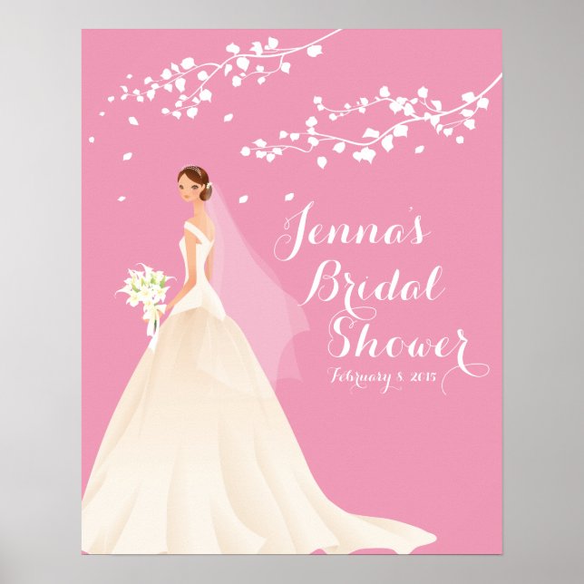 Póster Hermosa Moda Poster de ducha de novia rosa (Frente)