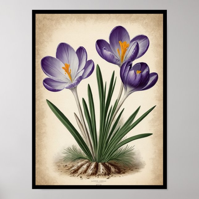 Póster Hermosa morada Crocus sativus Flower Wall Poster (Frente)