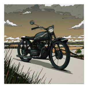Póster Hermosa motocicleta antigua vintage