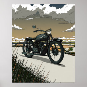 Póster Hermosa motocicleta antigua vintage