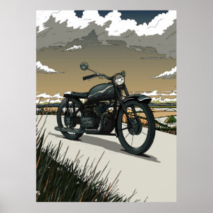 Póster Hermosa motocicleta antigua vintage
