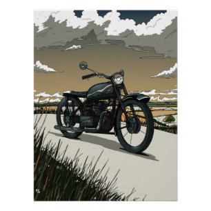 Póster Hermosa motocicleta antigua vintage