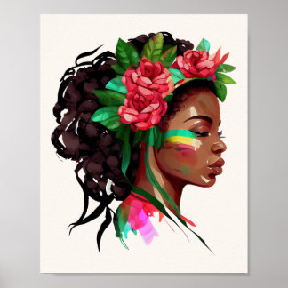 Póster Hermosa mujer africana Rosa