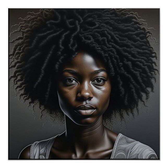 Póster Hermosa mujer afroamericana, arte (Anverso)