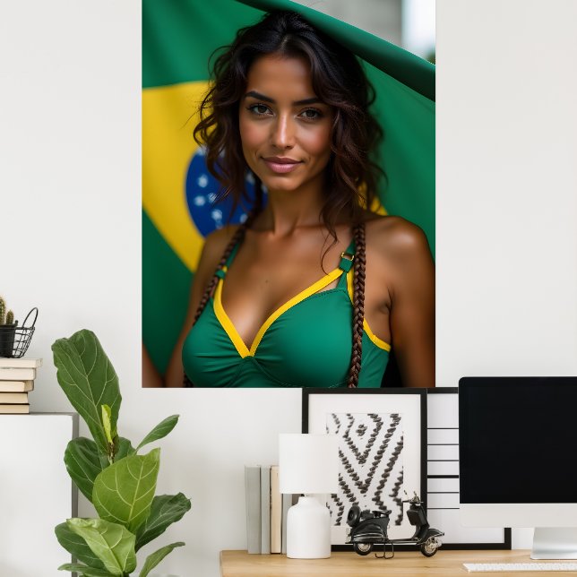 Póster Hermosa mujer brasileña (Oficina en casa)