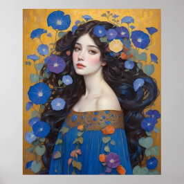 Póster Hermosa Mujer Con Glorias De Mañana