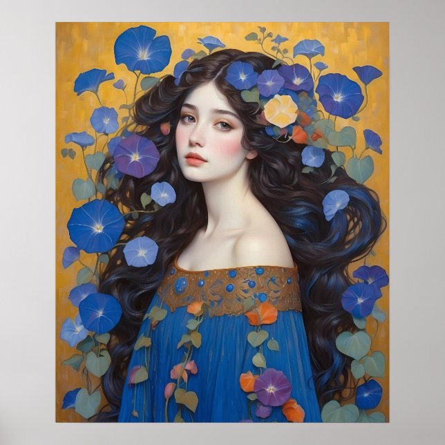 Póster Hermosa Mujer Con Glorias De Mañana (Frente)