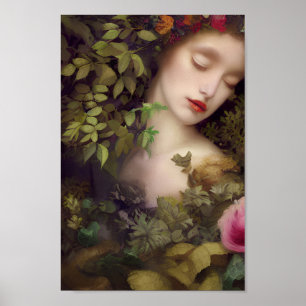 Póster Hermosa mujer en colorida pintura natural 3