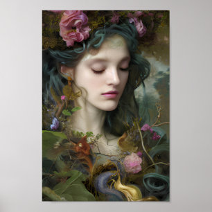 Póster Hermosa mujer en colorida pintura natural   6  