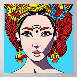 Póster Hermosa mujer estilo antiguo de alta costura elega