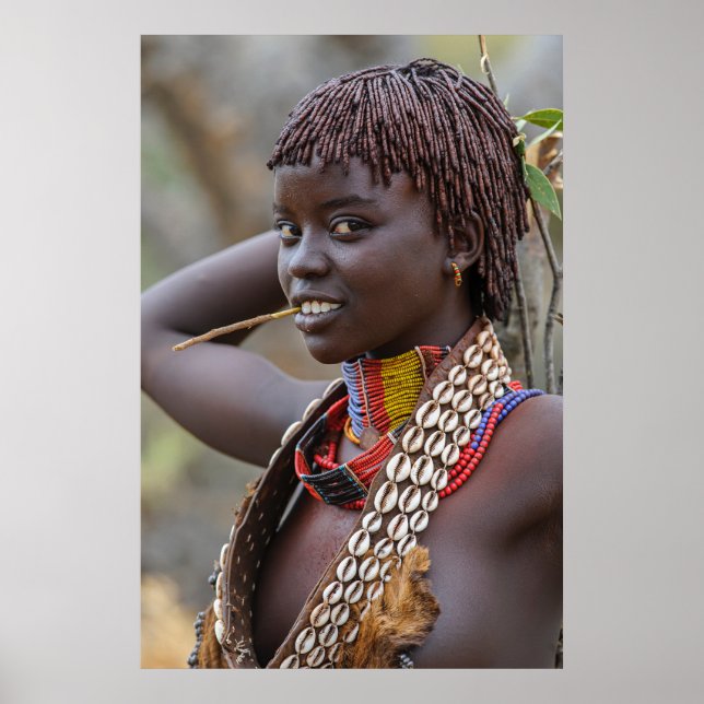 Póster Hermosa mujer etíope de Omo Valley (Frente)