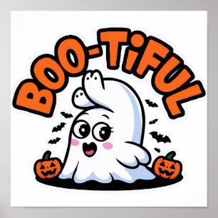 Póster Hermosa mujer fantasma de Halloween en la posada d