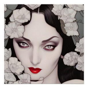 Póster Hermosa mujer gótica IA generó arte