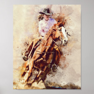 Póster hermosa mujer montando caballo