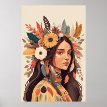 Hermosa mujer nativa norteamericana pintada