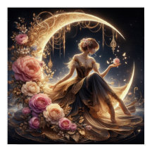 Hermosa mujer Steampunk en la luna