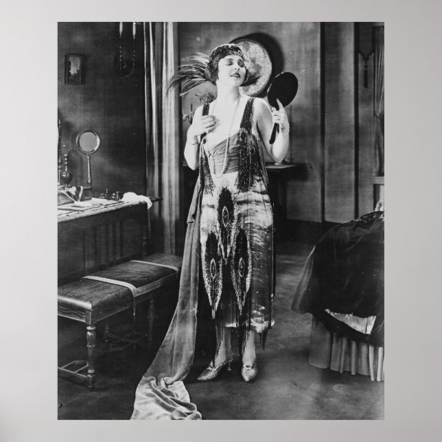 Póster Hermosa mujer vestido flapper estilo de los años 2 (Frente)
