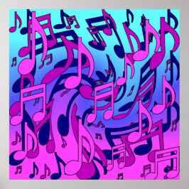 Póster Hermosa música Upbeat Notas musicales Purple Pink
