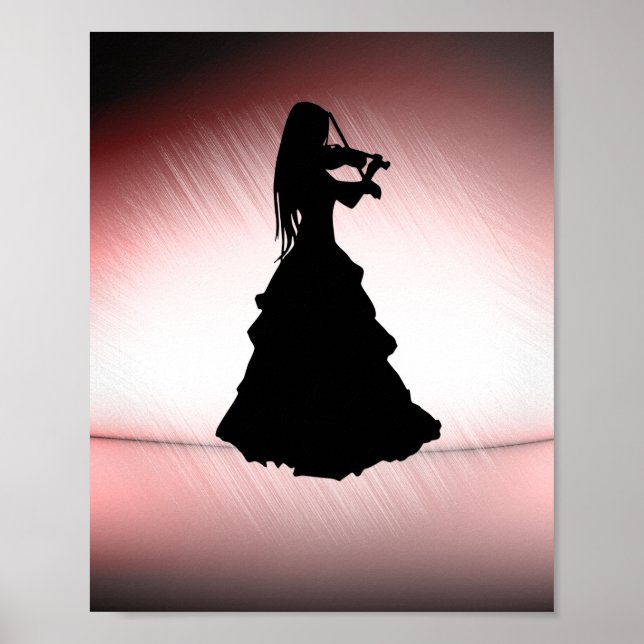 Póster Hermosa niña gitana toca el violín (Frente)
