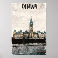 Hermosa Ottawa Canadá pintando color de agua de vi