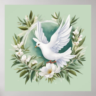 Póster Hermosa paloma blanca de la paz