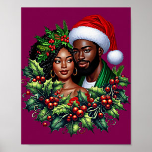 Póster Hermosa pareja negra Holly navidades escribieron a