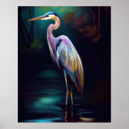 Póster Hermosa Perla Azul En La Noche