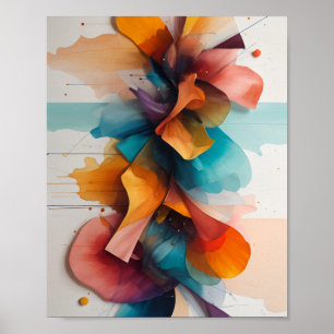 Póster Hermosa pintura de agua floral con flotación