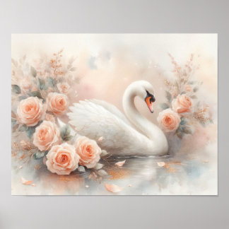 Póster Hermosa pintura de cisne