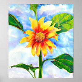 Póster Hermosa pintura de color girasol