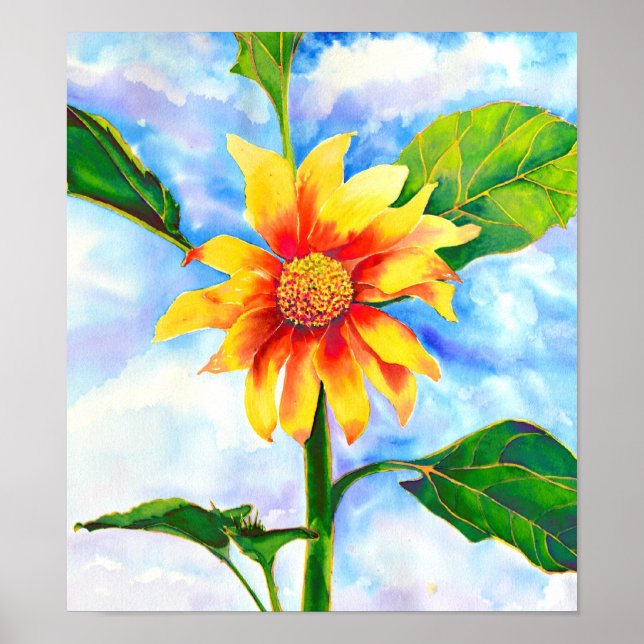 Póster Hermosa pintura de color girasol (Frente)