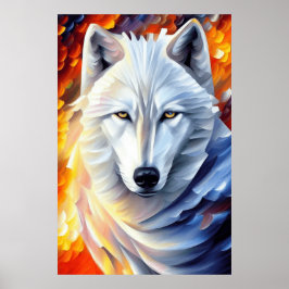 Póster Hermosa pintura de Lobo Blanco