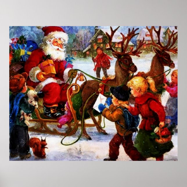 Póster Hermosa pintura de Navidad de época (Frente)