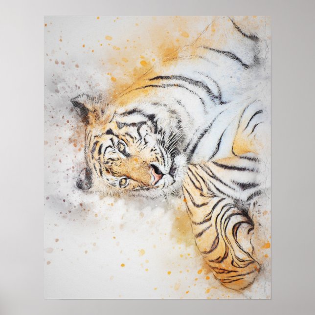 Póster Hermosa pintura de tigres bengalíes (Frente)