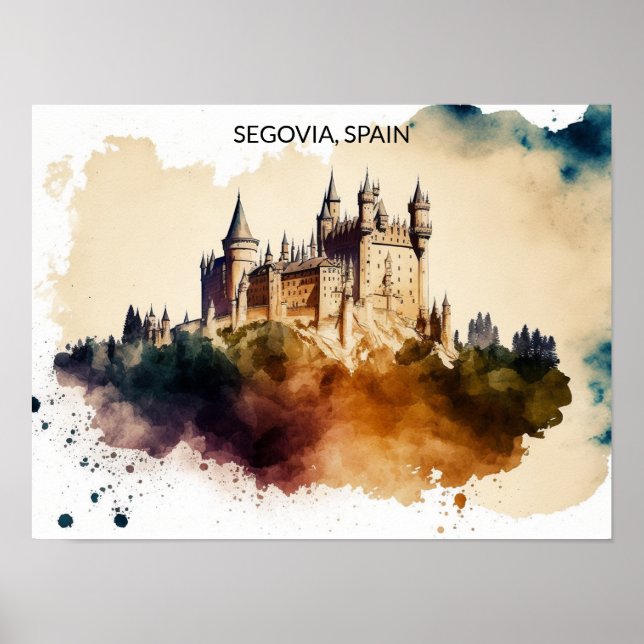 Póster Hermosa pintura del castillo de Segovia España (Frente)